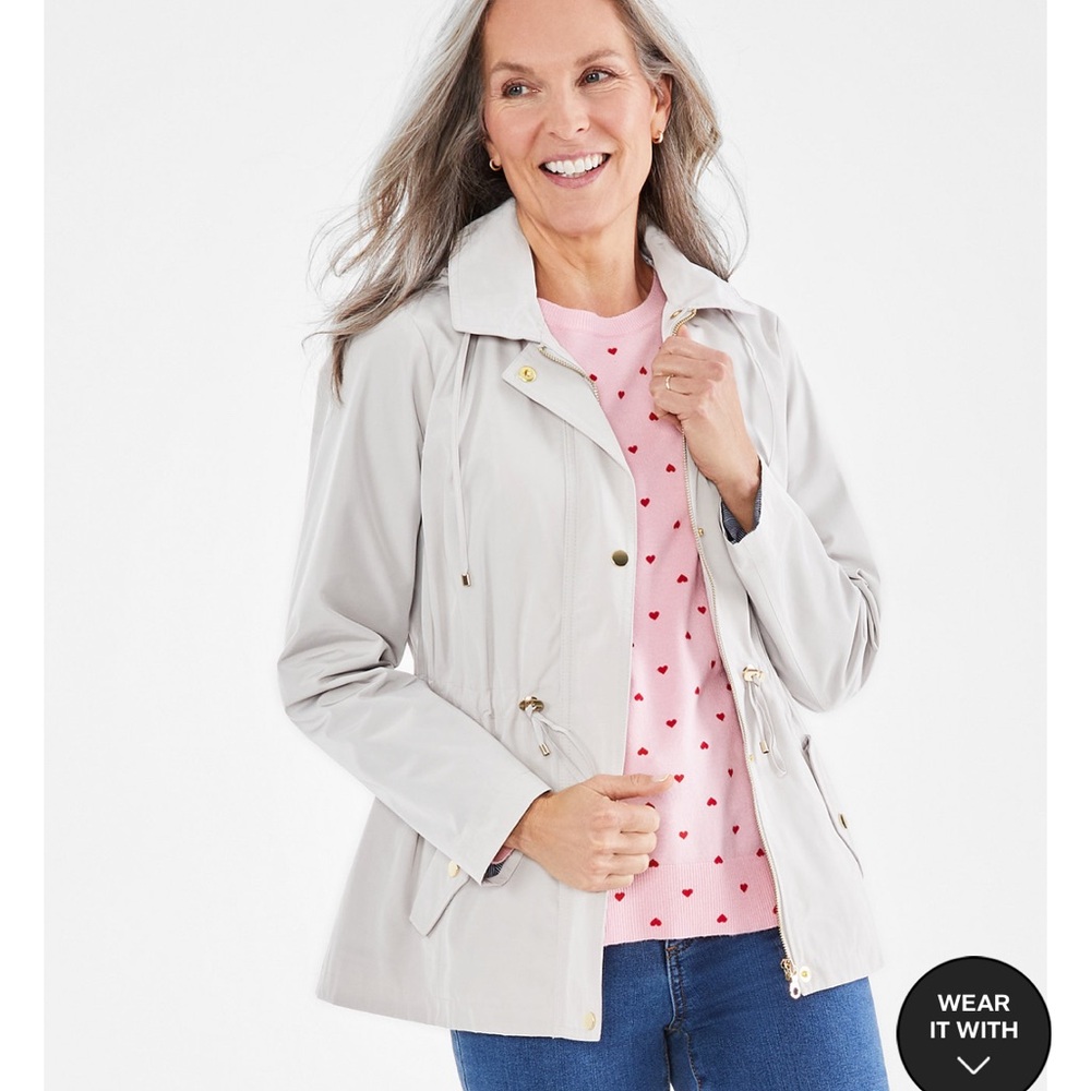 Style & Co Hooded Anorak in Stonewall size Large